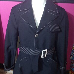 Vintage Botany Weathertopper Mens Coat Navy Blue Size 40 Removable Liner